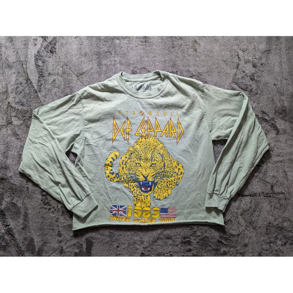Def Leppard Long Sleeve Graphic Shirt Women's Size S/M Green